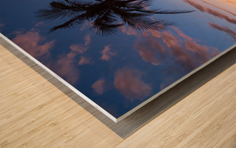 Tropical Island Sunrise Wood print