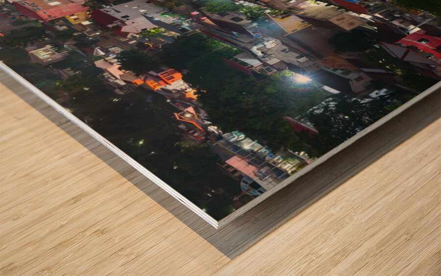 A Nightscape in Warm Light Urban Tapestry Wood print