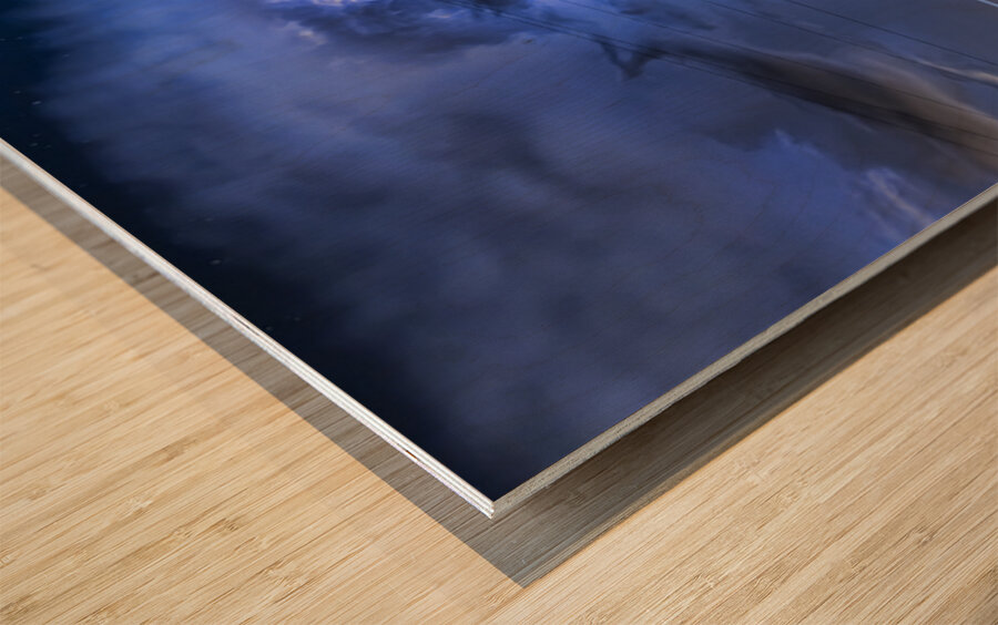 Electric Storm Lightning Burst in Night Sky Wood print