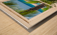 Tropical Paradise Rustic White Window View Impression sur bois