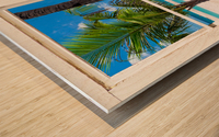 Tropical Island Rustic Window View Impression sur bois