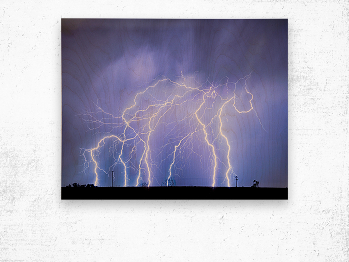 Lightning Electrical Sky Wood print