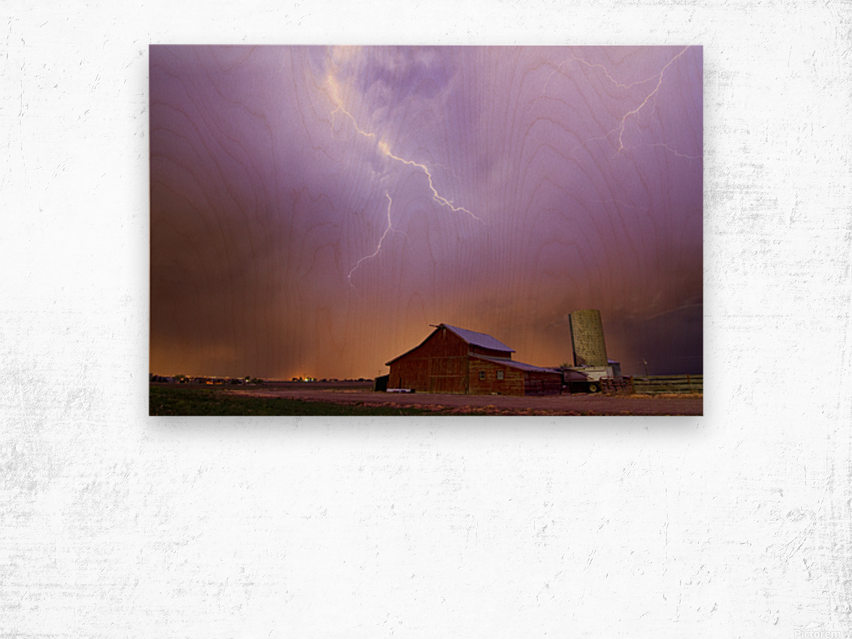 country stormy night Wood print