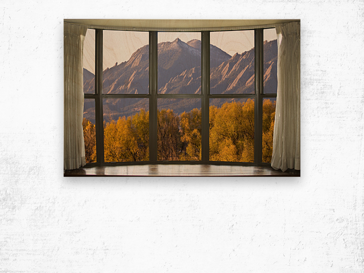 Boulder Flatirons Autumn Bay Window View Wood print