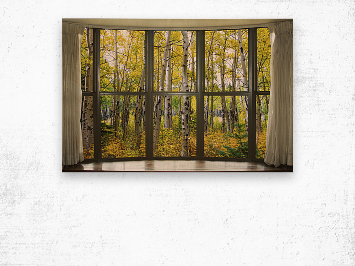 Autumn Forest Bay Window View Wood print