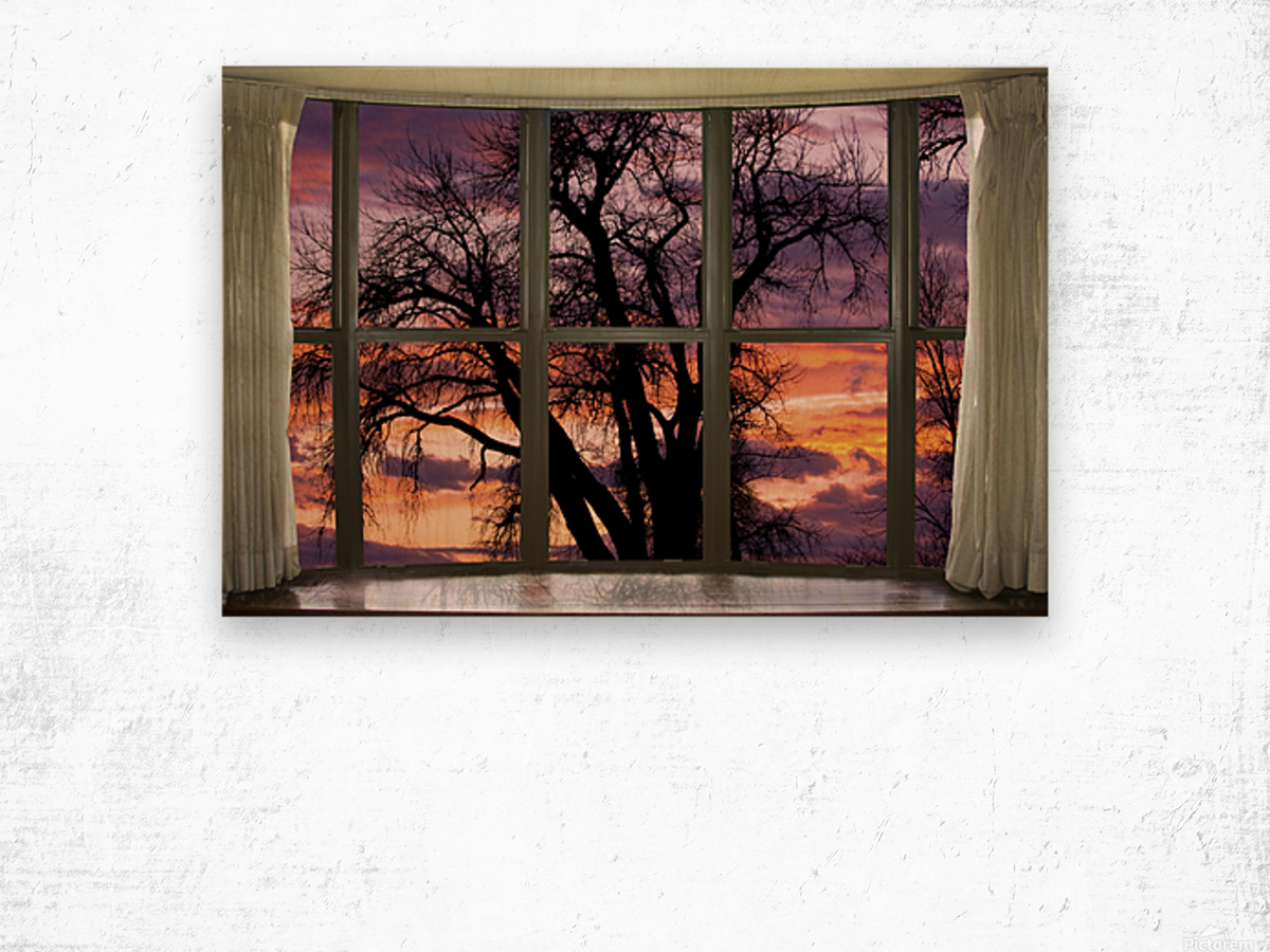 Beautiful Sunset Bay Window View Wood print