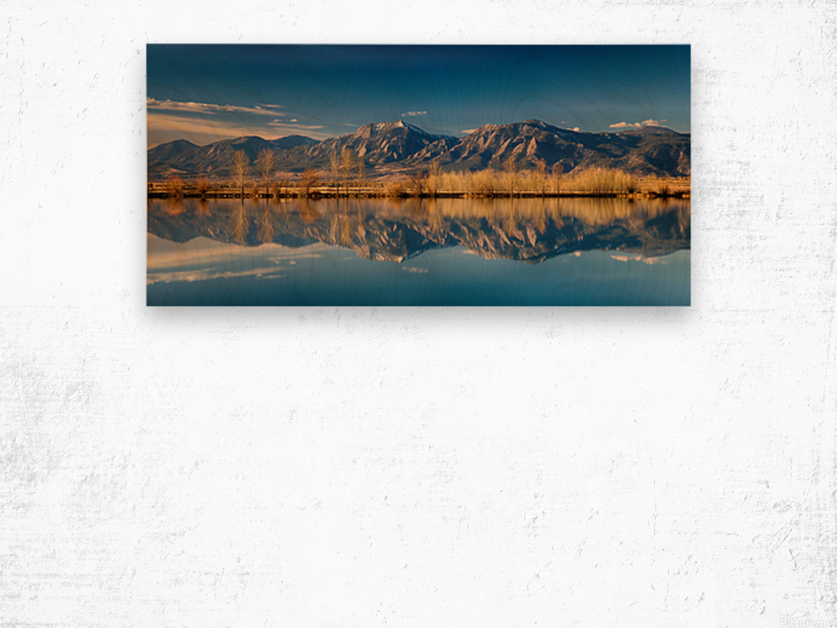 Boulder Colorado Rocky Mountains Flatirons Reflections Wood print