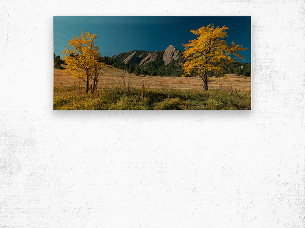 fall boulder colorado flatiron  Panorama Wood print