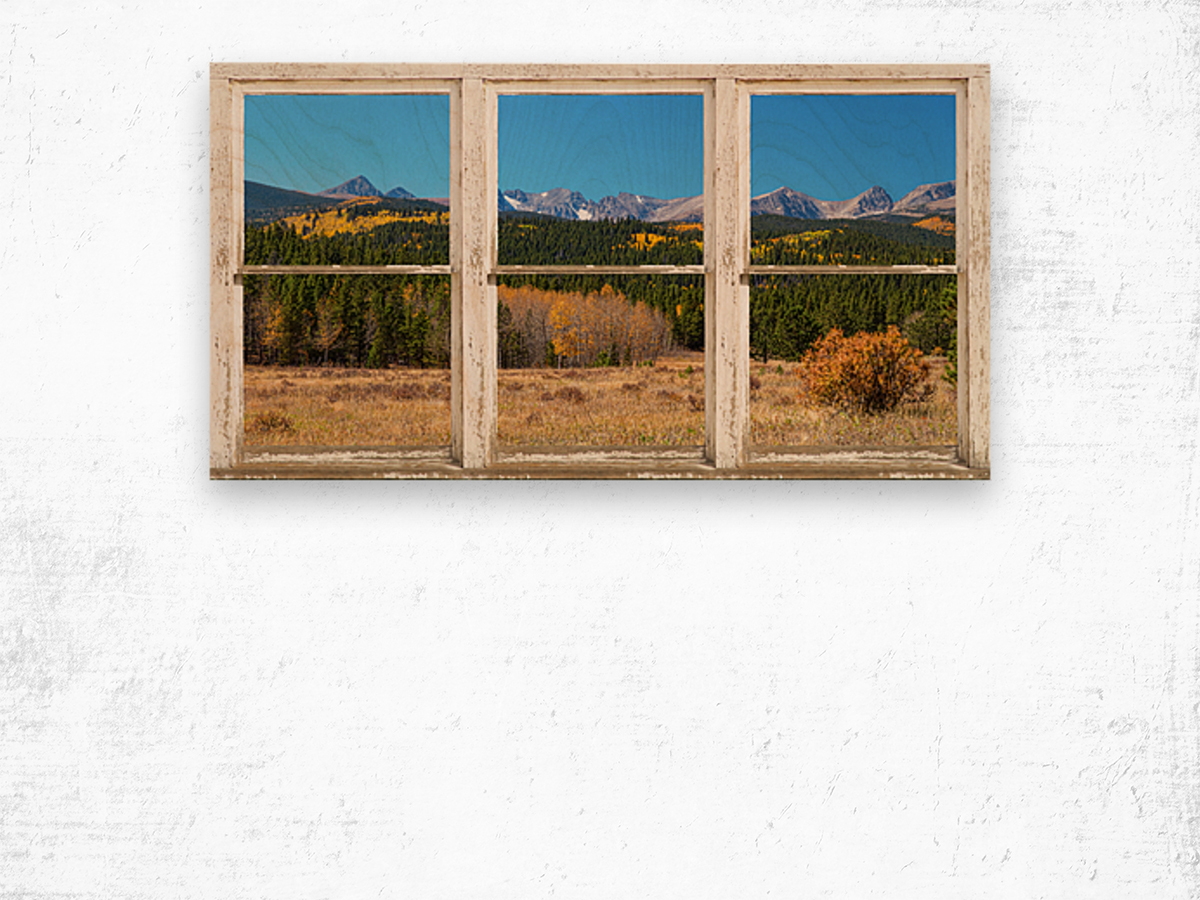 High Elevation Rocky Mountain Peaks Barn Window Wood print