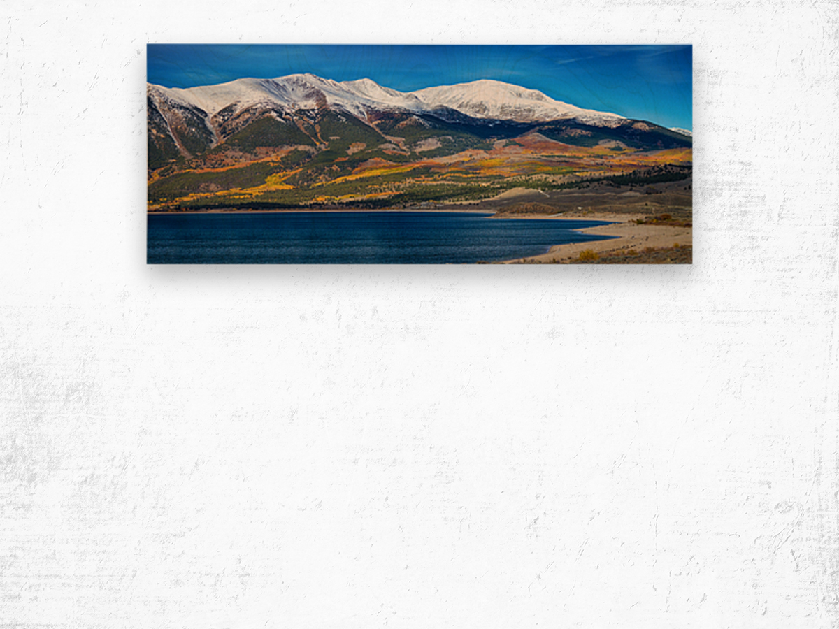 Twin Lakes Colorado Autumn Panorama Wood print