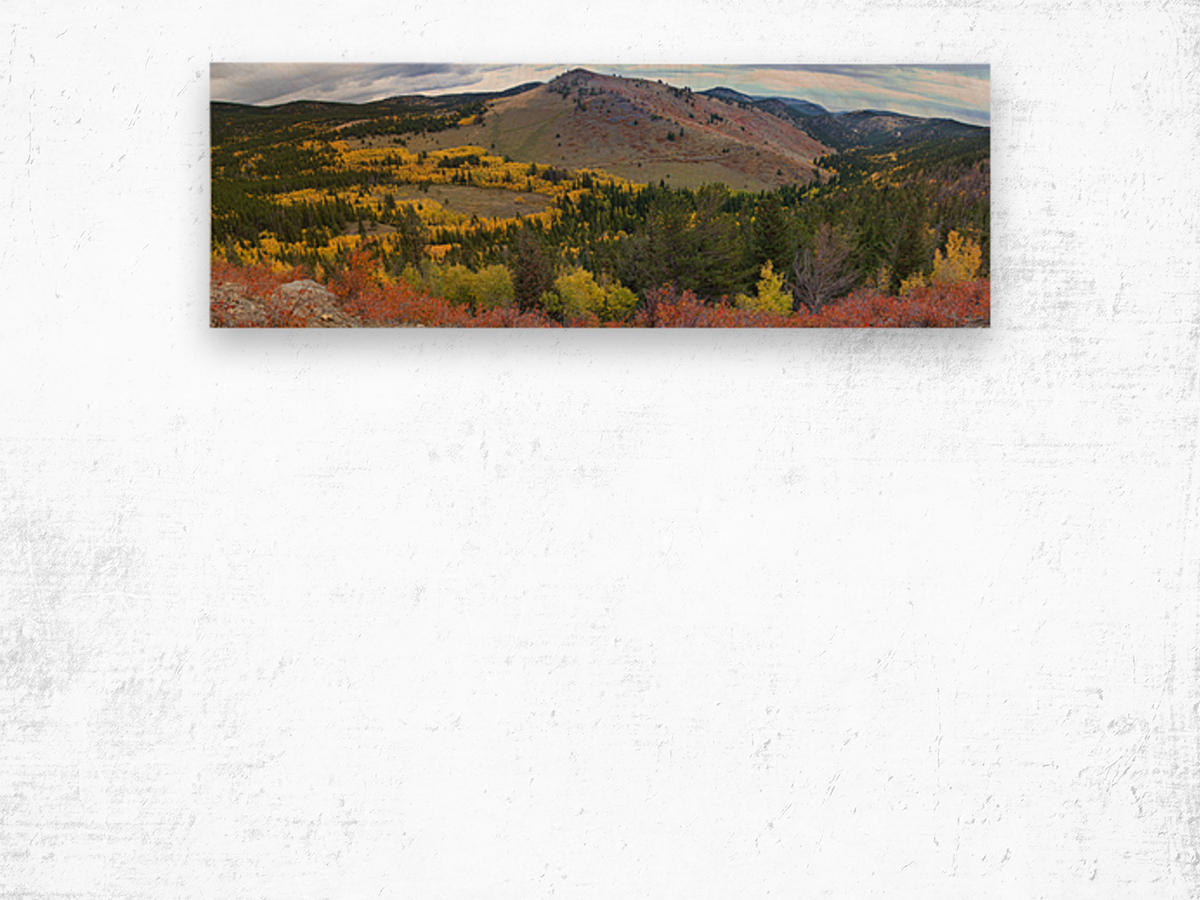 Peak to Peak Autumn Panorama  Wood print
