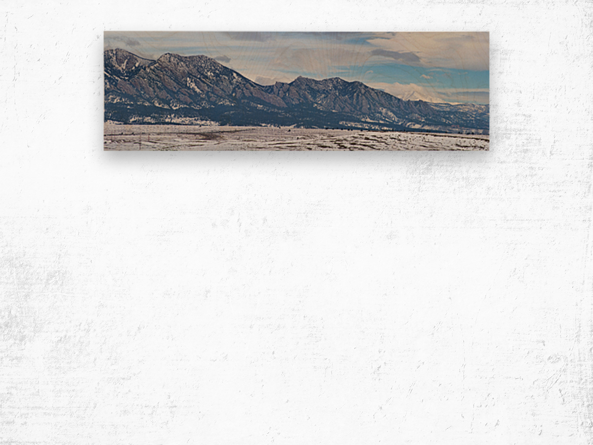 Flatirons Longs Peak Rocky Mountain Panorama Wood print