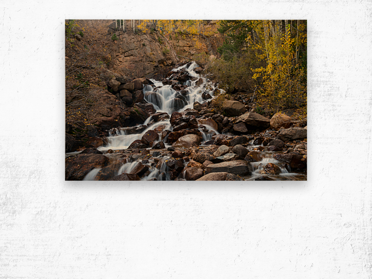 Autumn Guanella Pass Waterfall Wood print