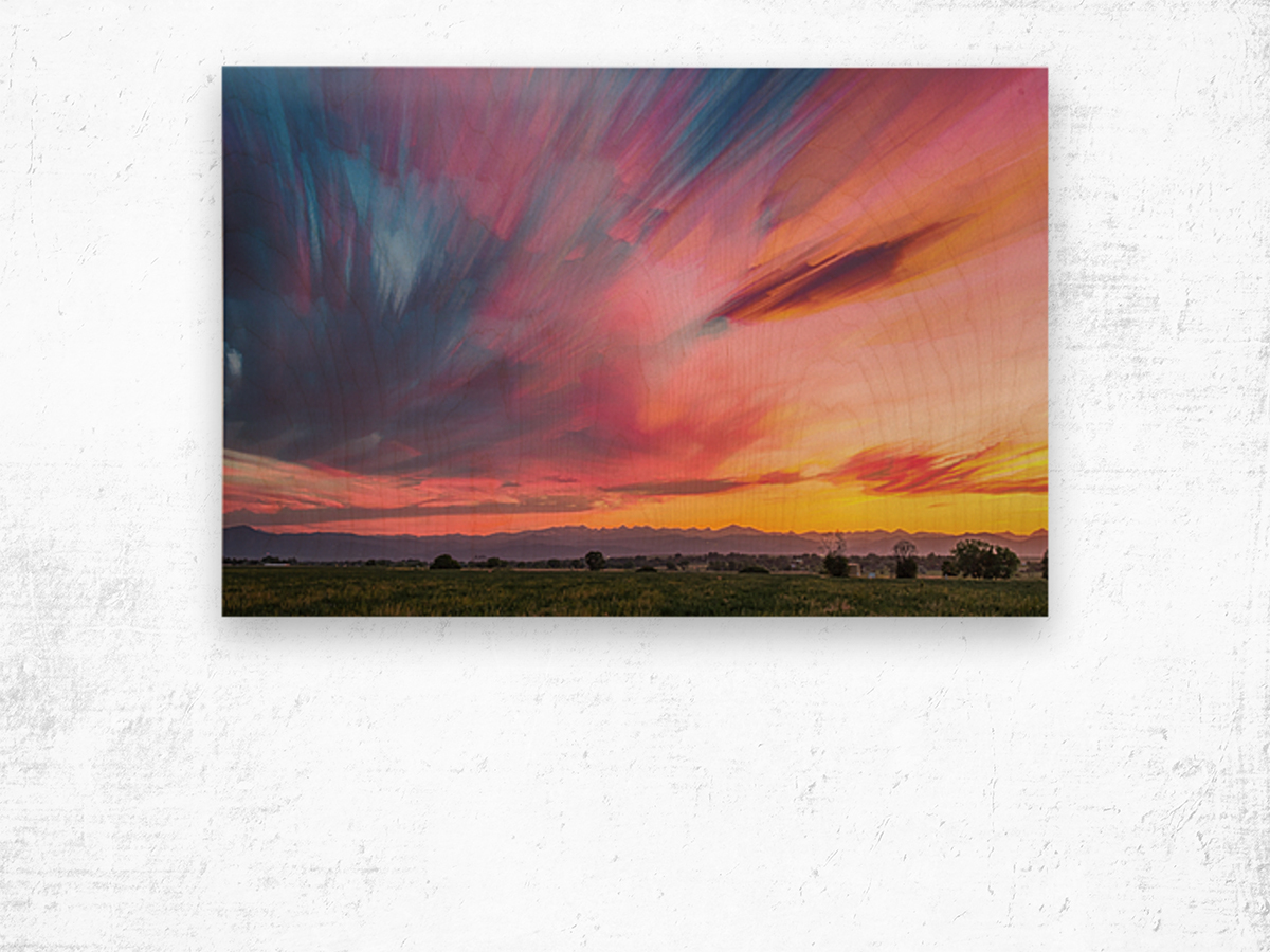 Colorado Front Range Sunset Timed Stack Wood print