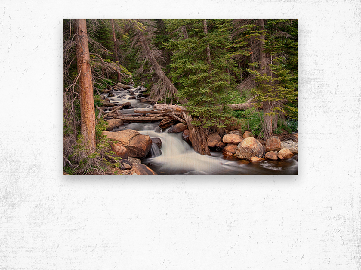Rocky Mountains Stream Scenic Landscape Wood print