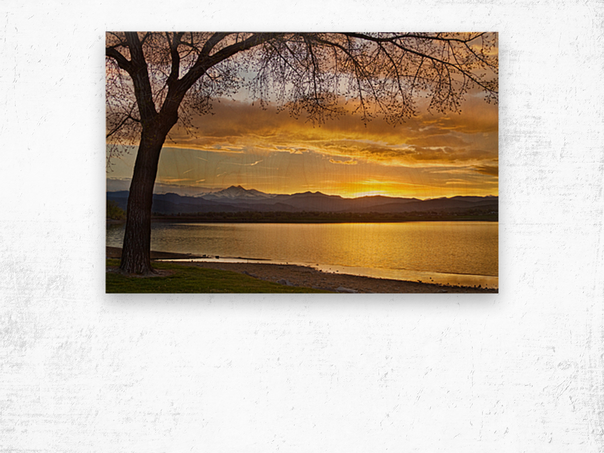 Twin Peaks Golden Spring Sunset Wood print