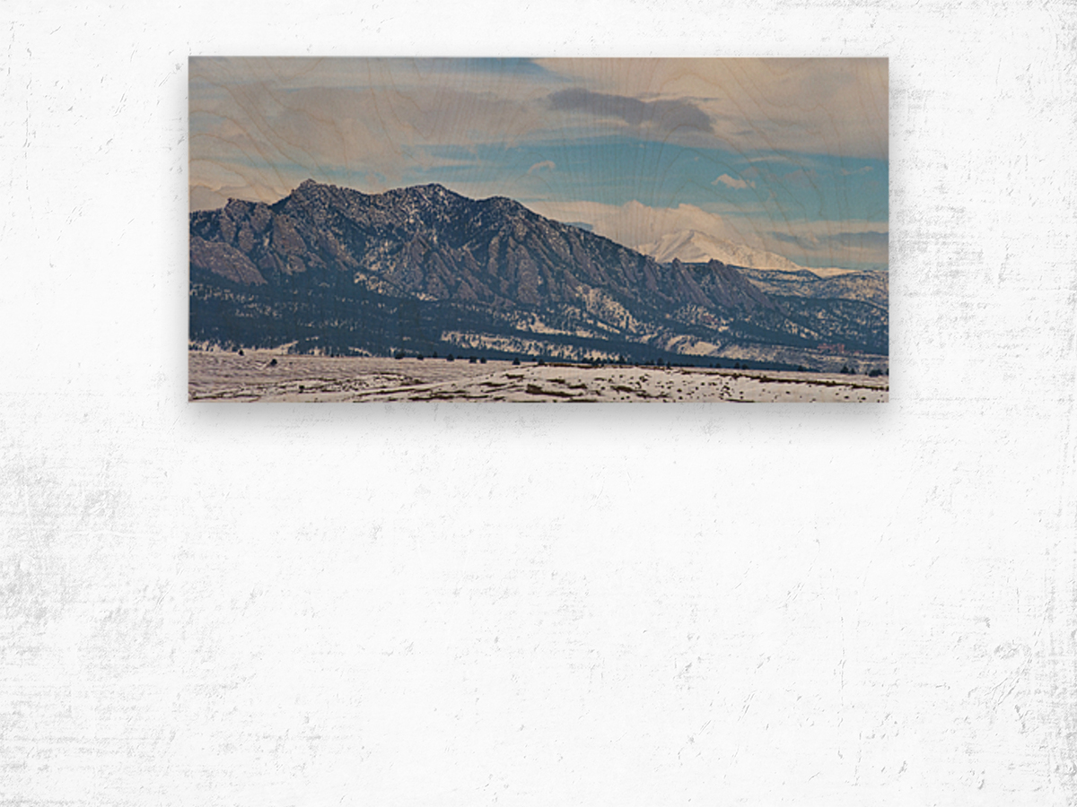 Flatirons Longs Peak Winter Panorama Wood print